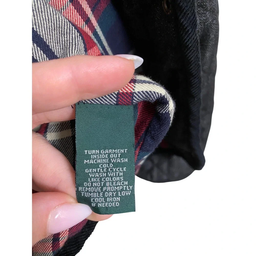 Ralph Lauren Quilted Dark Wash Flannel Lined Snap Closure Denim Jacket Sz Large - Picture 6 of 8